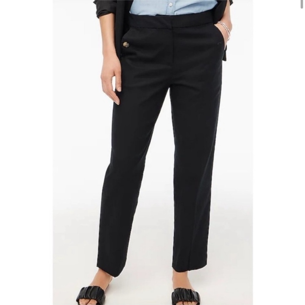 NWT J Crew Factory Linen-Cotton Blend Elastic-back Sailor Pant Black 6P Petite